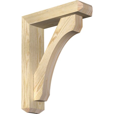 Ekena Millwork Legacy Craftsman Rough Sawn Bracket w/ Offset Brace, Douglas Fir, 4"W x 14"D x 18"H BKT0402X14X18LEC04RDF